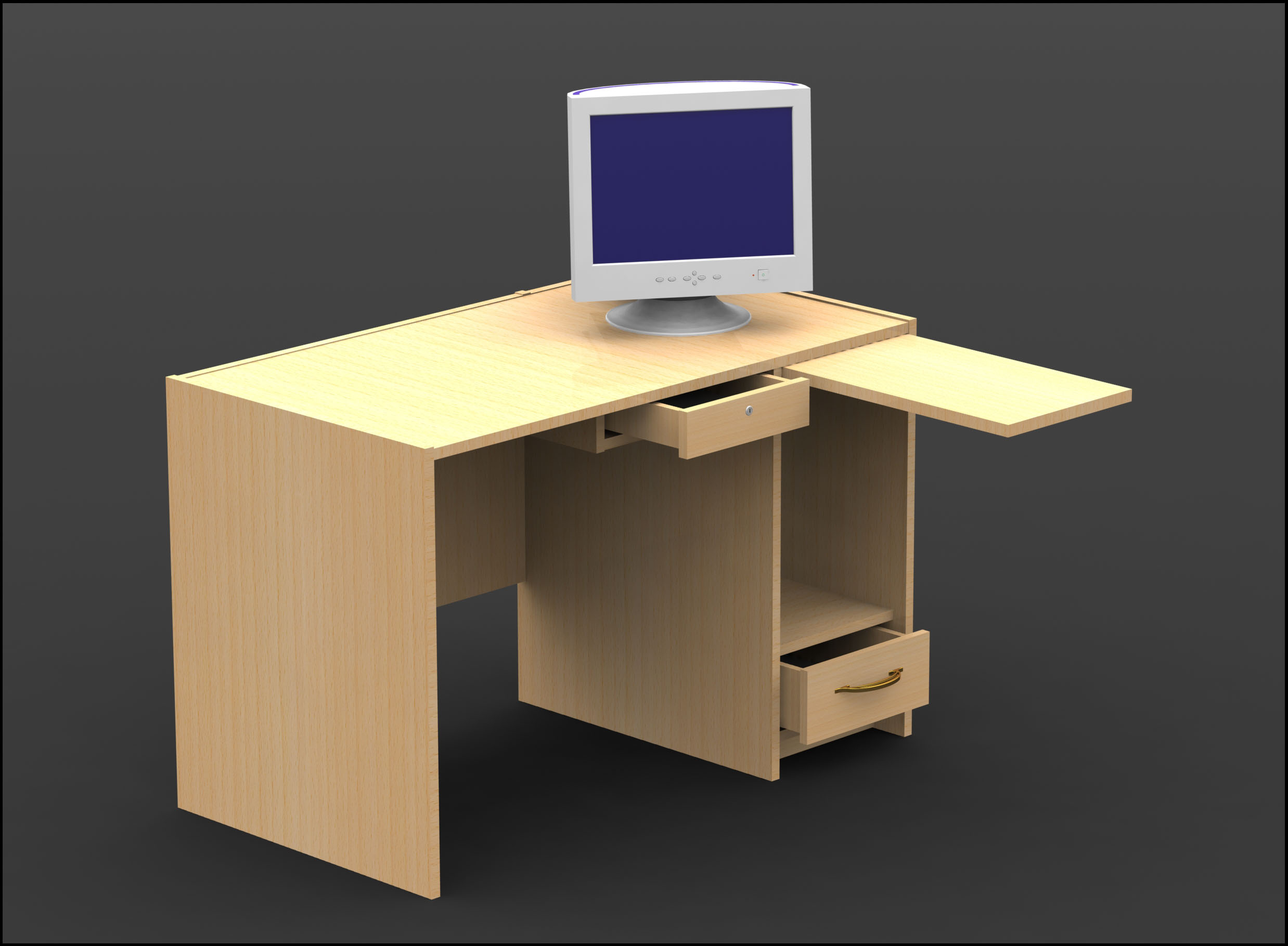 Стол компьютерный, 3D модель